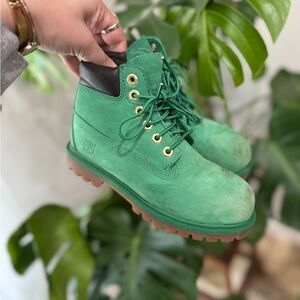 Timberland Vibrant Green Boots with Black Collar‎
